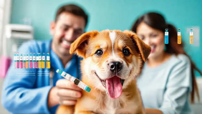 Perro sano recibe vacuna familiar feliz